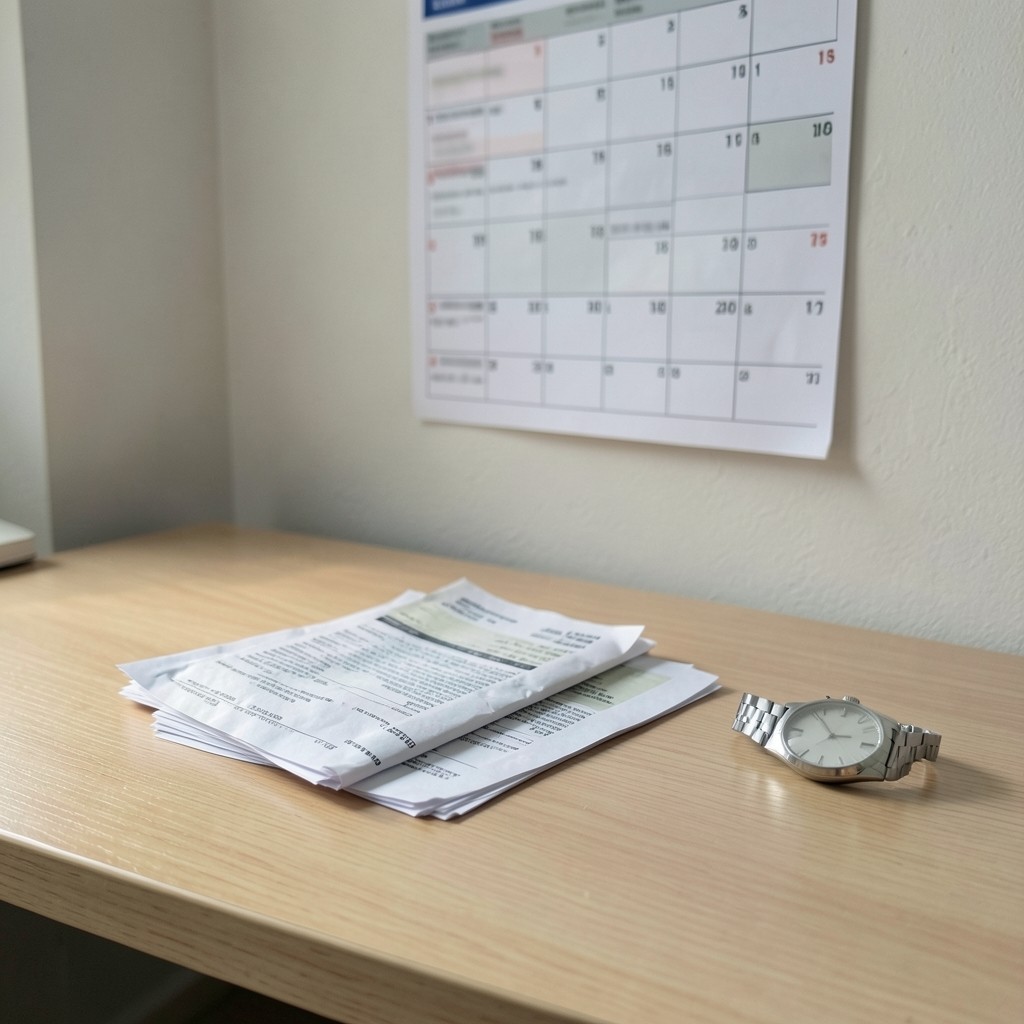 Nómina y calendario de turnos sobre una mesa de trabajo